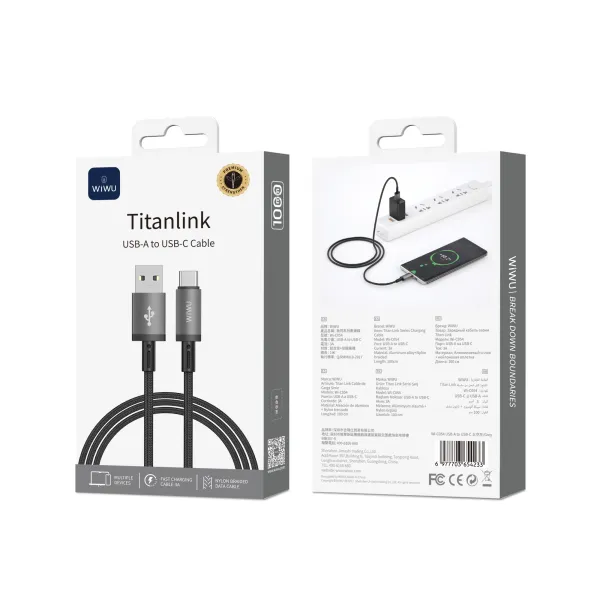 Кабель WIWU Titanlink USB-A to USB-C (Grey)